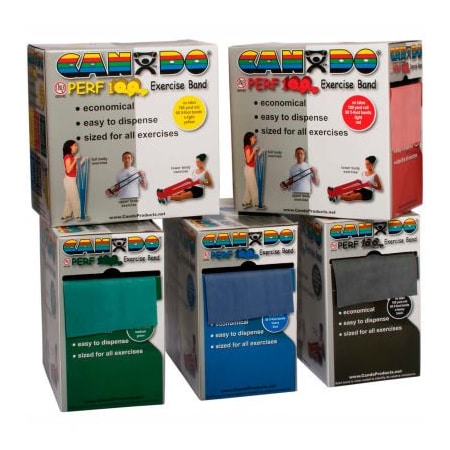 Fabrication Enterprises CanDo Perf 100 Latex Free Exercise Band, 100 Yard Rolls, 5 Color Set 1387467